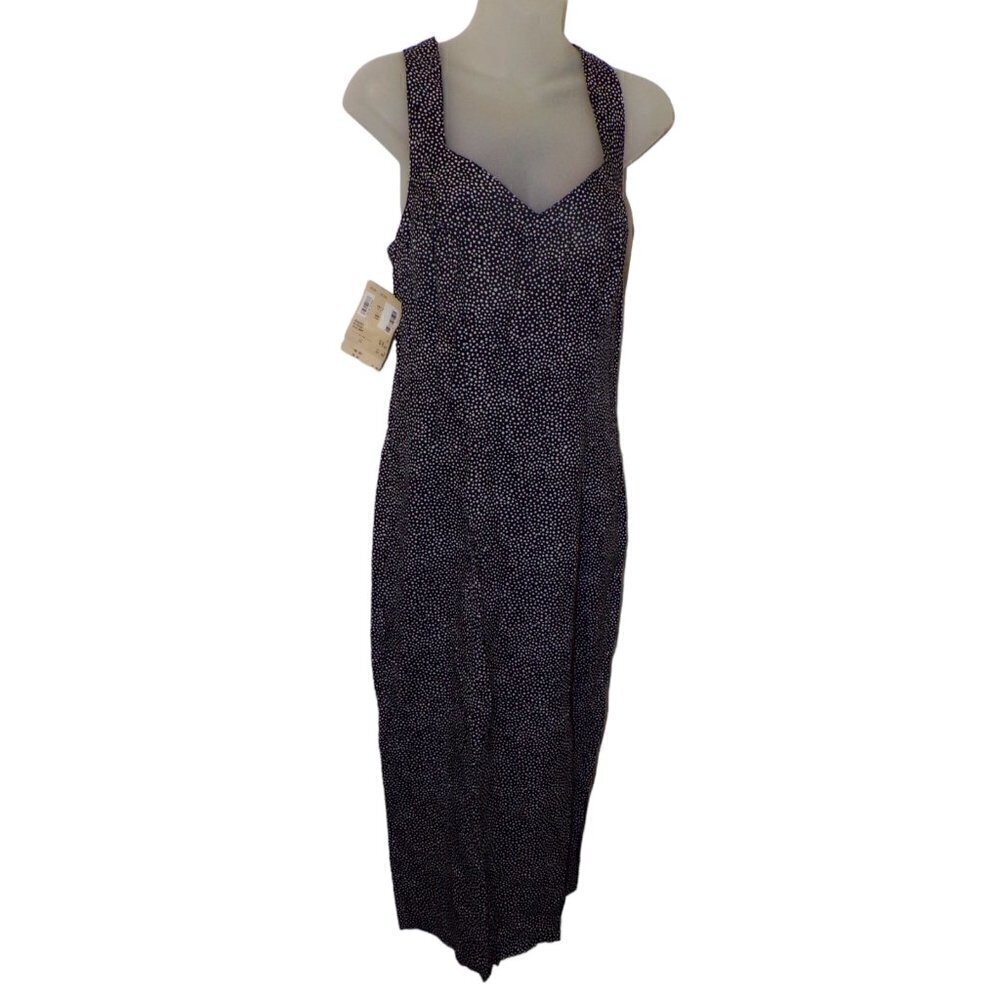 NWT Vintage 90's ELISSE Criss-Cross Back‎ Long Dress Polka Dot Rayon sz 9/10